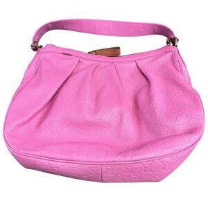 Gucci GG Guccissima Pink Leather Hobo Shoulder Bag Authentic Dyed Custom